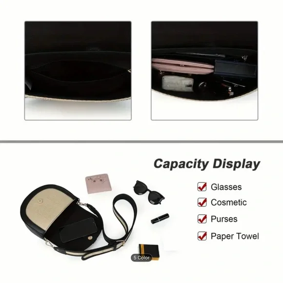 Elegant Black and Cream Women's Crossbody Bag - Picture 5 of 5